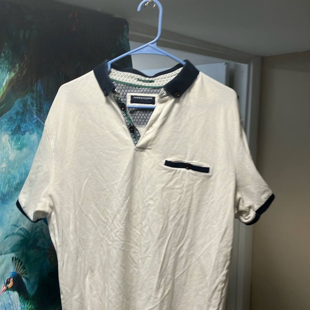 Denim and flower polo extra large